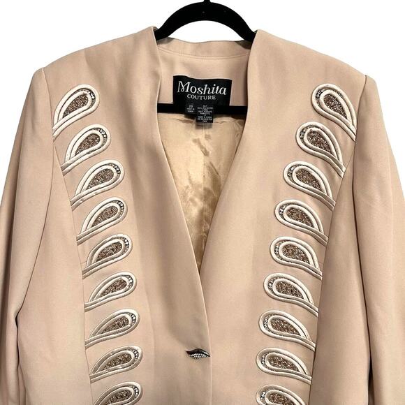 Vintage Moshita Couture Beaded Jacket 20 Champagne Evening Statement Glam Deco - Picture 3 of 13